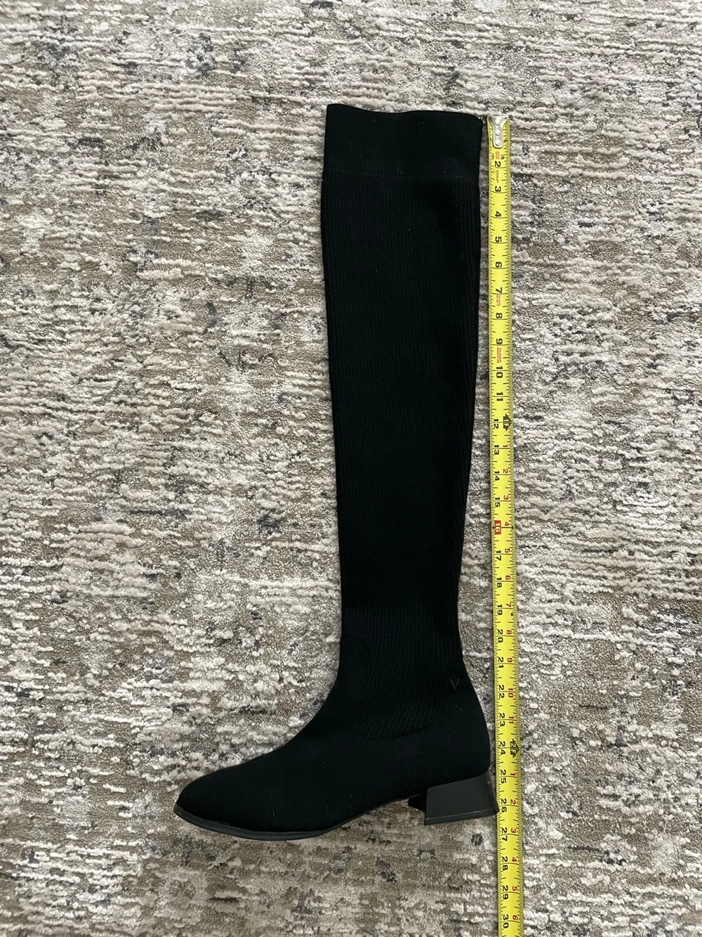 Vivaia Madeline Over The Knee Boots Black Wool Knit Size 9.5 Water Repellent